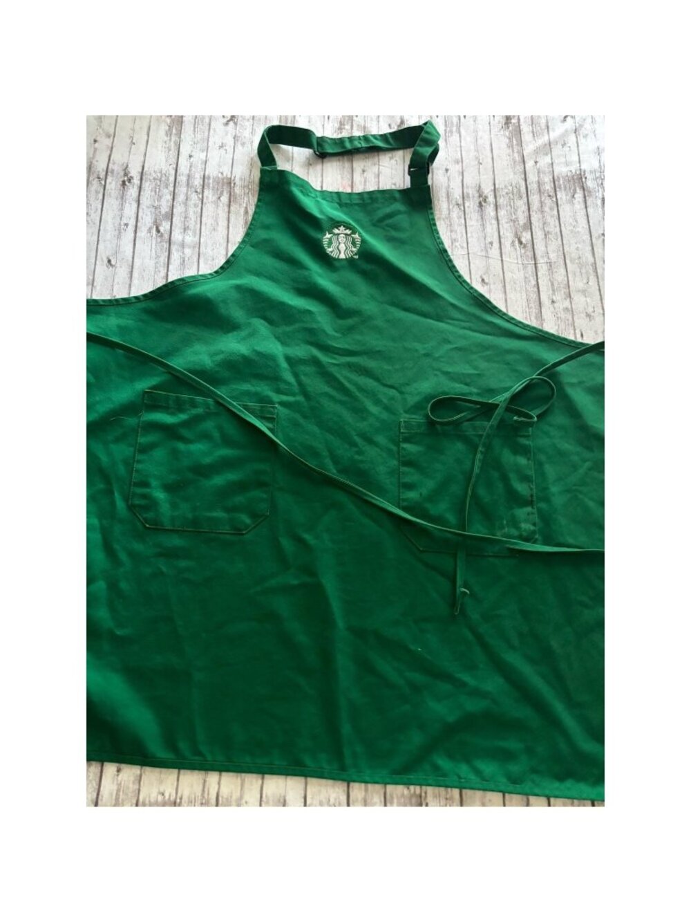 Starbucks Green Apron Coffee Barista Uniform Embroidered Logo 2-Pocket